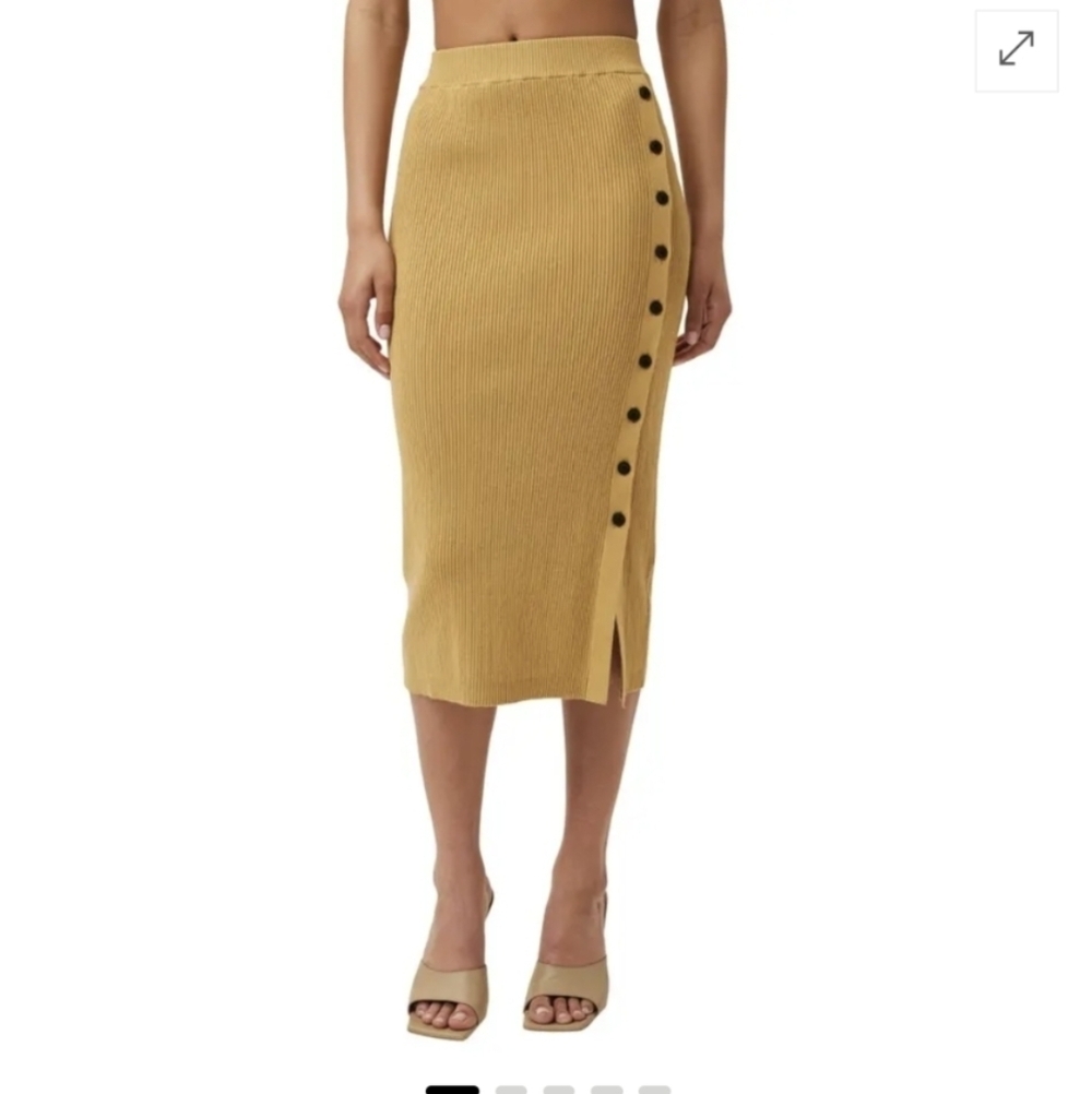 Lita by Ciara Pencil Skirt Women's Large Mustard Yellow Midi Skirt